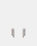 Crystalline Mini Fringe Stud Earrings - Silver