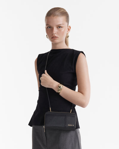Metro Wallet Crossbody Bag - Black Brushed LG