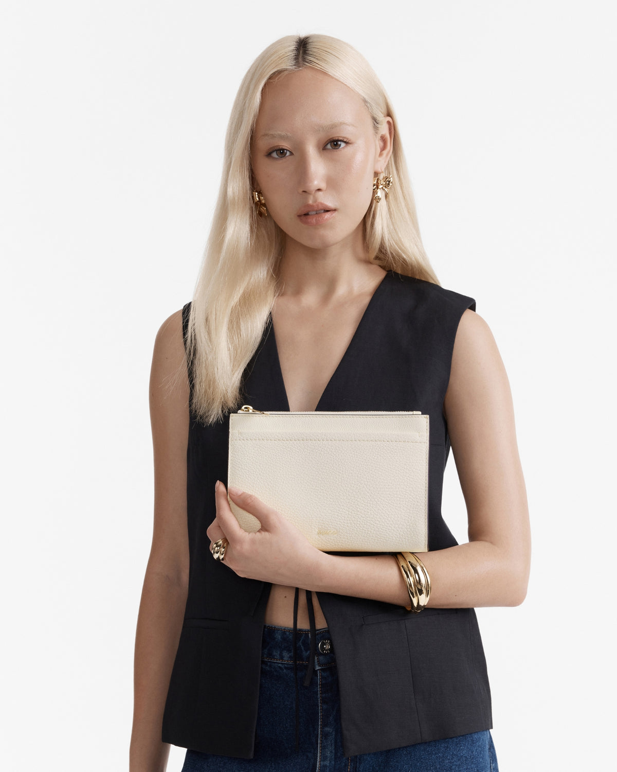 Natalie Gusset Pouch - Alabaster
