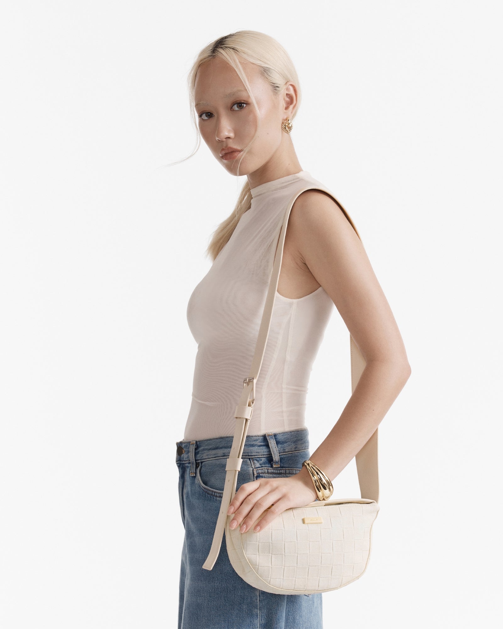 Parker Crescent Crossbody Bag - Alabaster