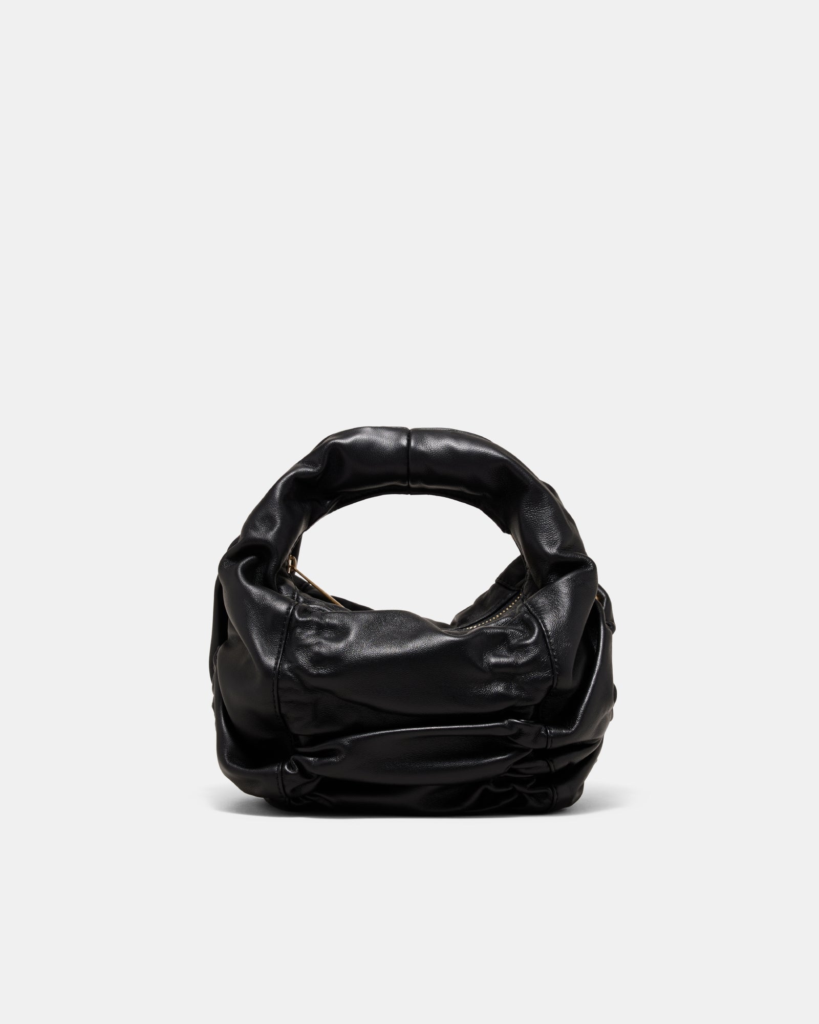Solace Mini Leather Grab Bag - Black Brushed LG