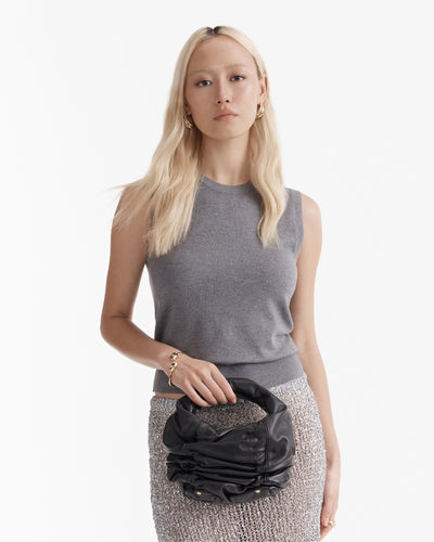 Solace Mini Leather Grab Bag - Black Brushed LG