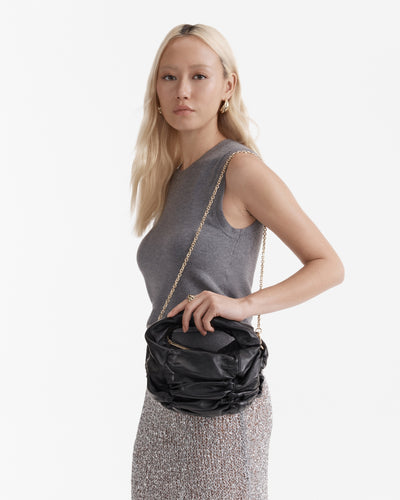 Solace Mini Leather Grab Bag - Black Brushed LG