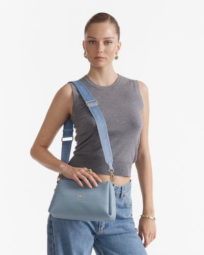 Stripe Webbing Bag Strap - Slate Blue