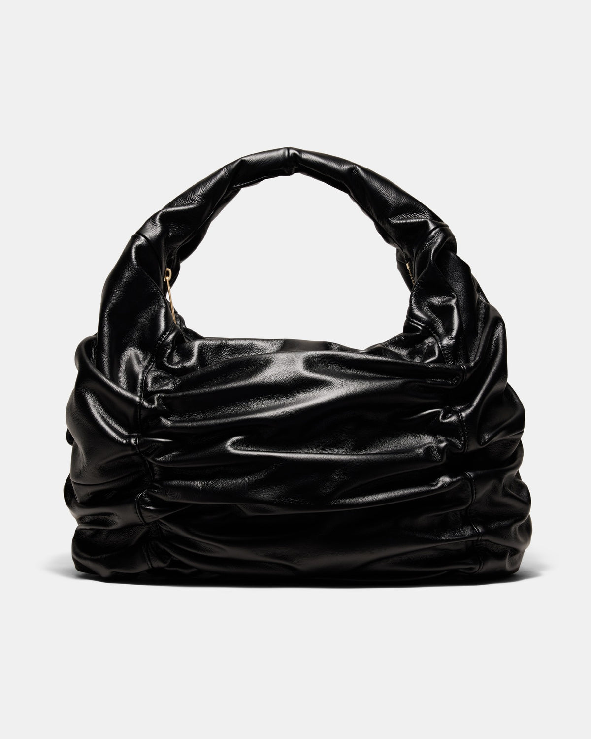 Solace Large Leather Crescent Bag - Black Brushed LG