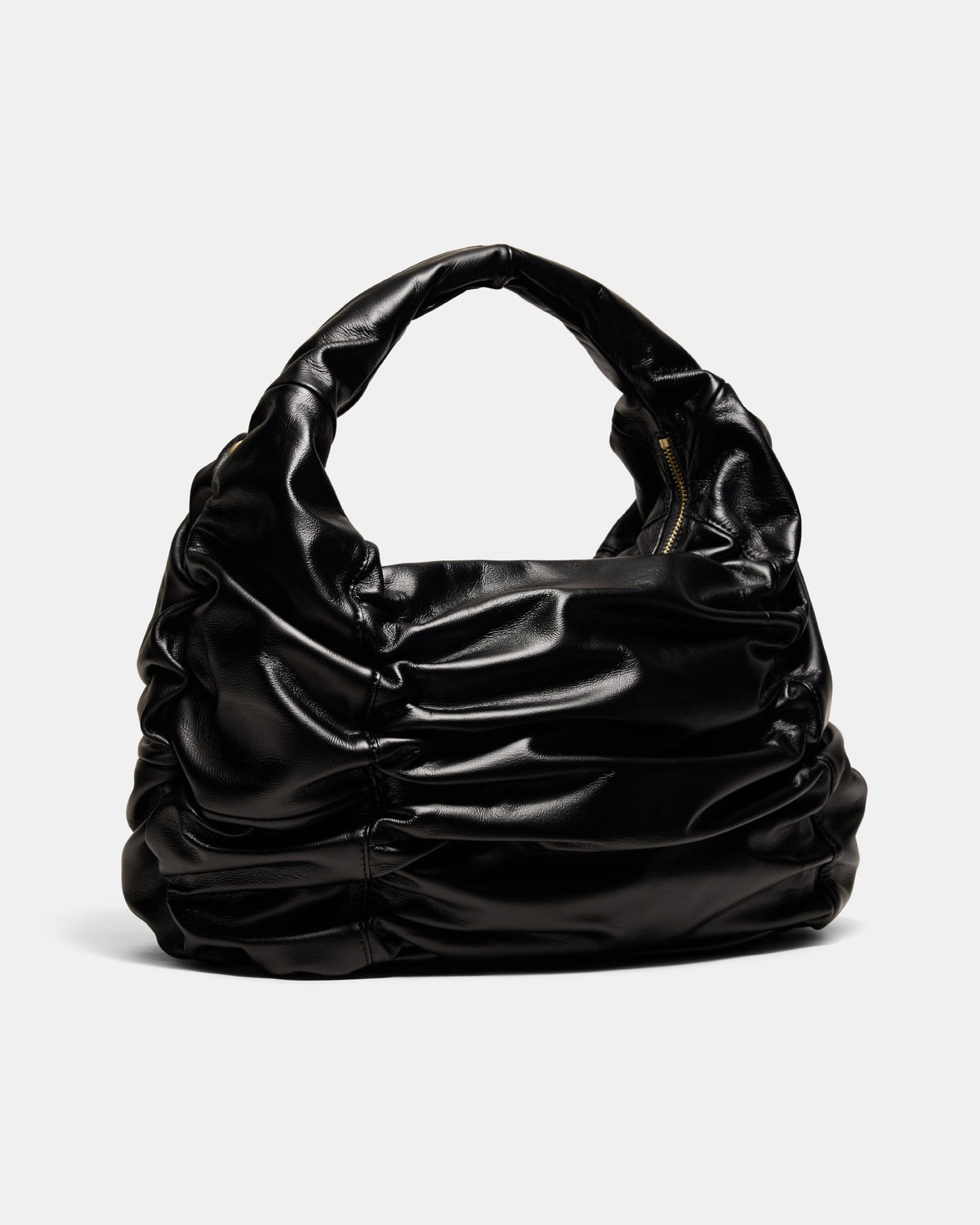 Solace Large Leather Crescent Bag - Black Brushed LG