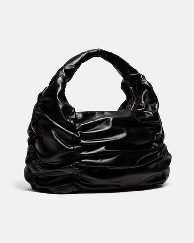 Solace Large Leather Crescent Bag - Black Brushed LG