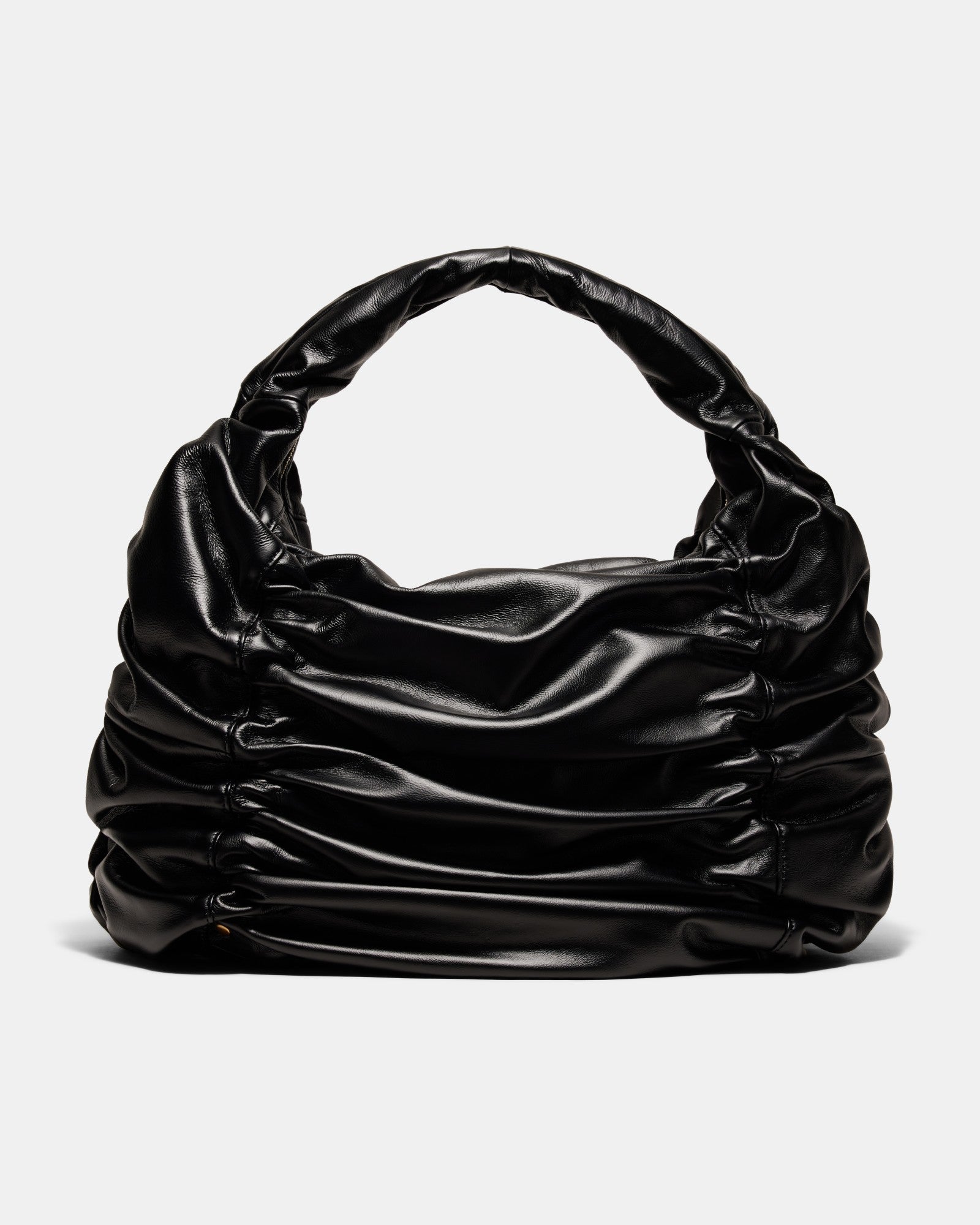 Solace Large Leather Crescent Bag - Black Brushed LG