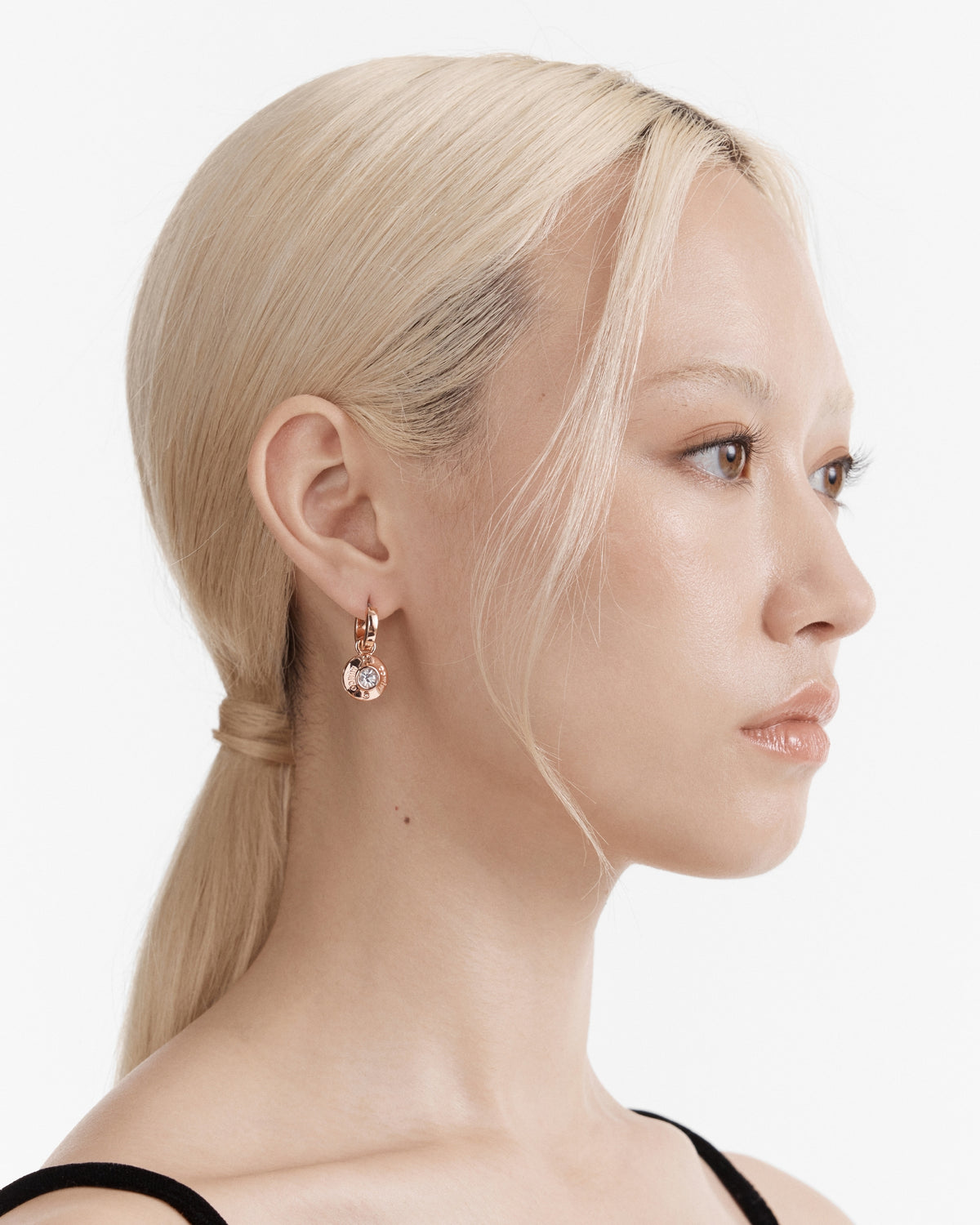 Enliven Charm Hoop Earrings - Rose Gold