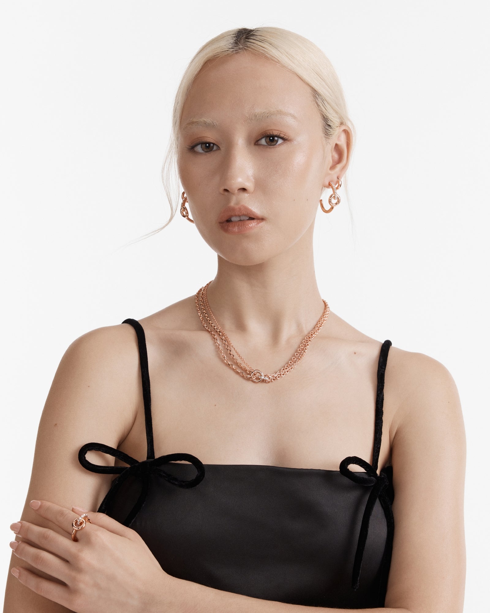 Enliven Charm Hoop Earrings - Rose Gold