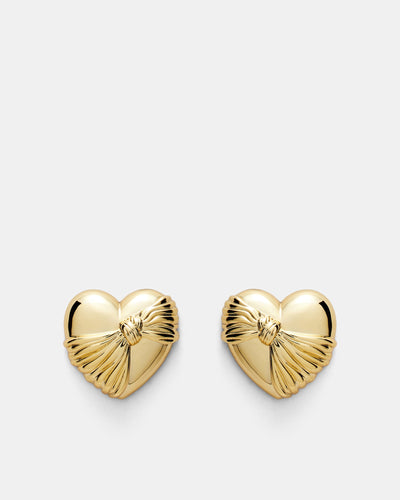 En Pointe Heart Stud Earrings - Gold