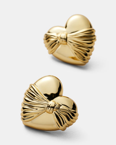 En Pointe Heart Stud Earrings - Gold