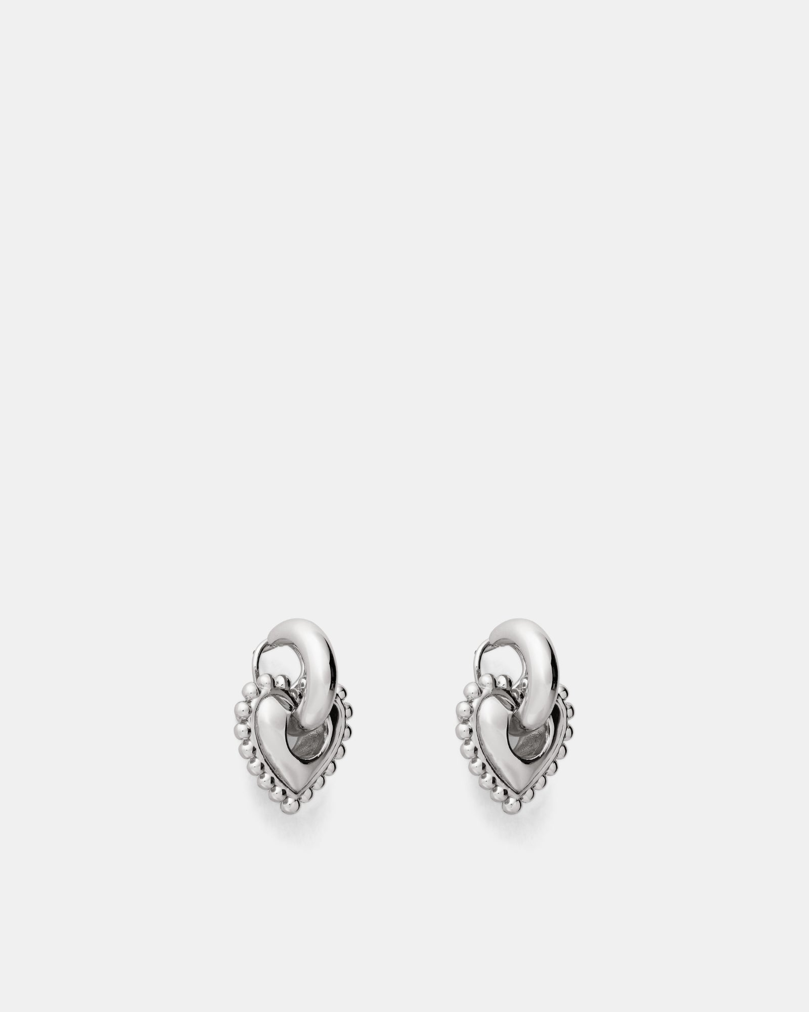 Demi Pointe Heart Hoop Earrings - Silver