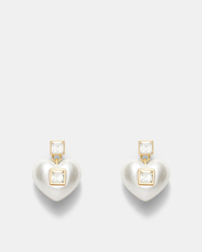 Devotion Heart Earrings - Pearl