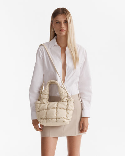 Isadora Quilted Mini Tote Bag - Pearl