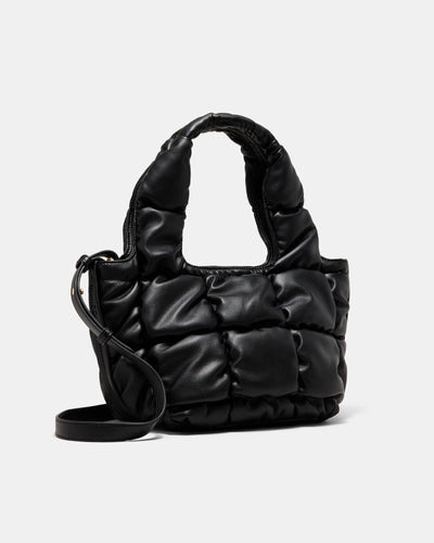 Isadora Quilted Mini Tote Bag - Black