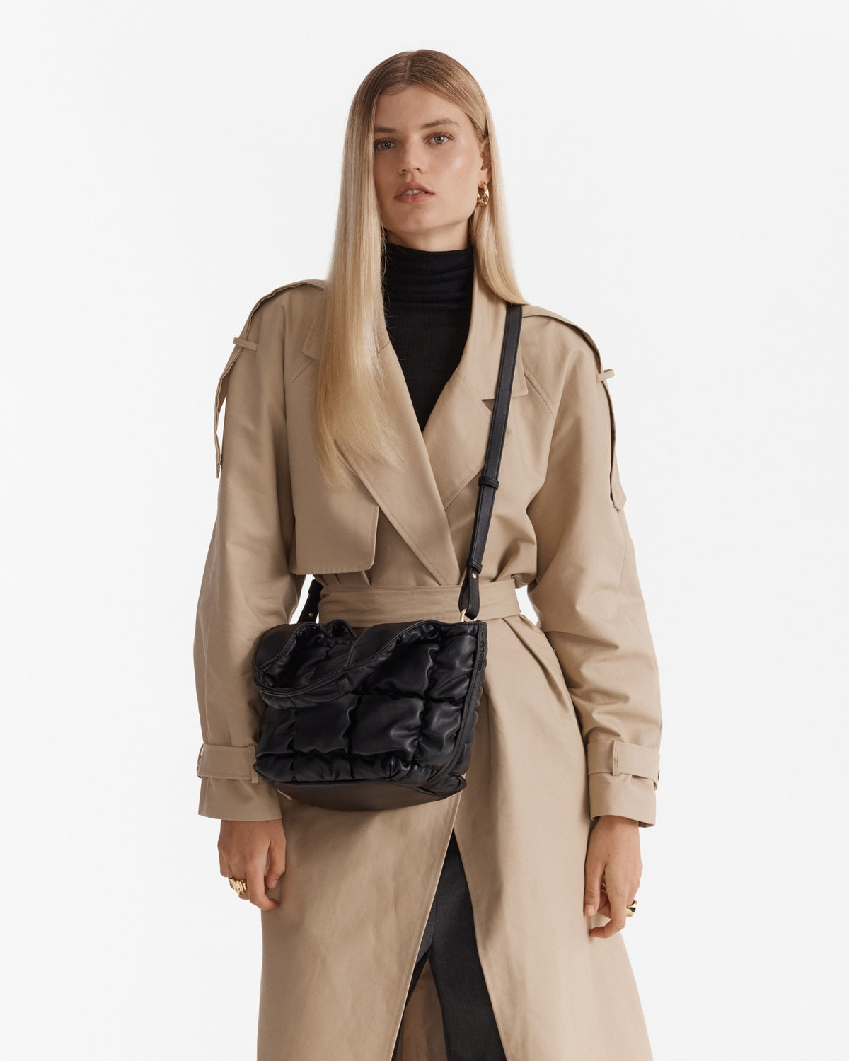 Isadora Quilted Mini Tote Bag - Black