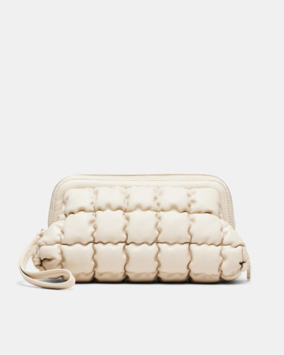 Isadora Quilted Clutch Bag - Pearl