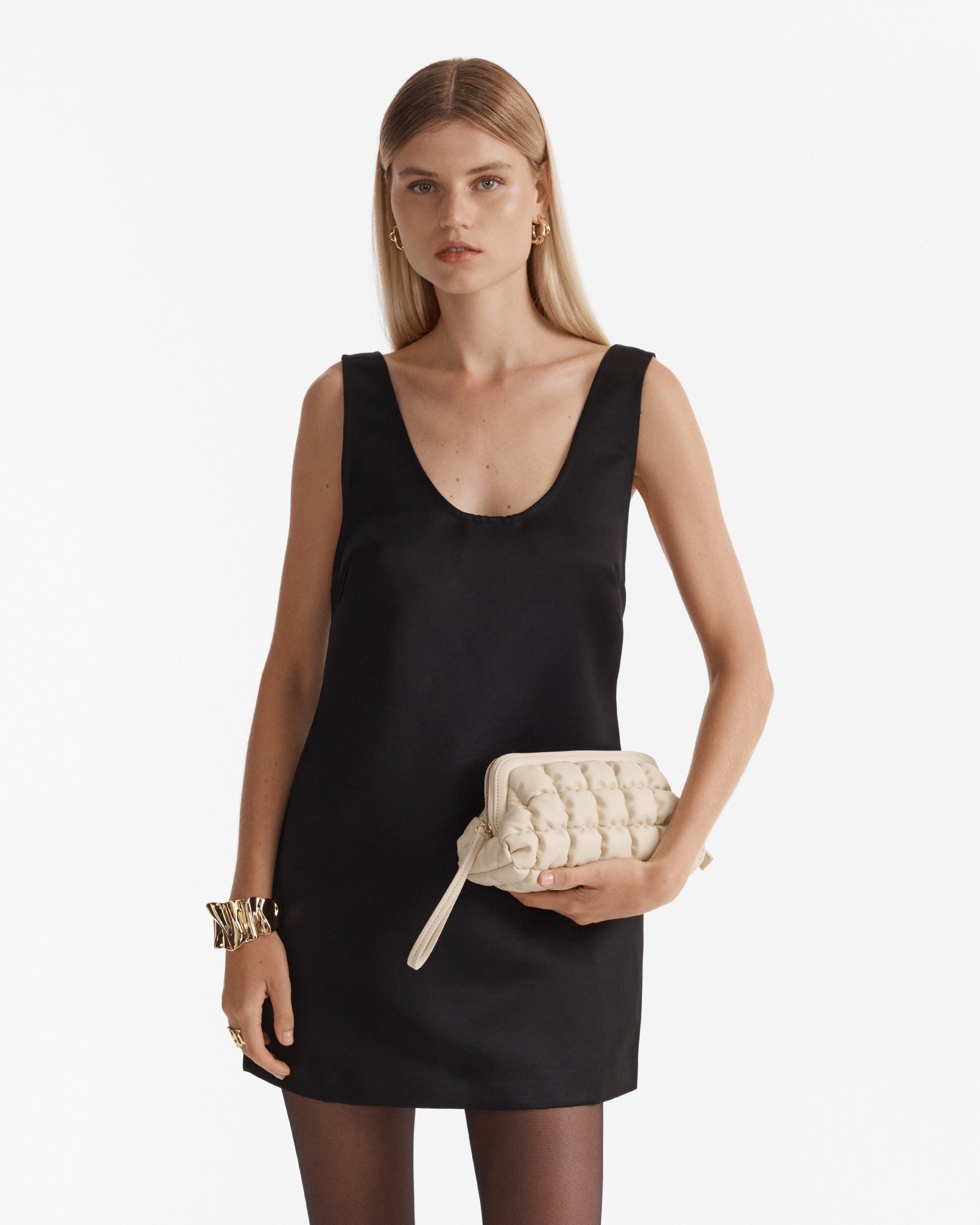 Isadora Quilted Clutch Bag - Pearl