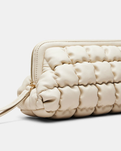 Isadora Quilted Clutch Bag - Pearl