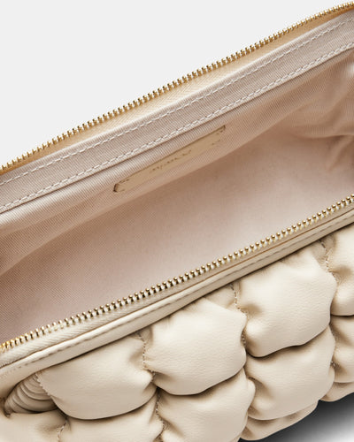 Isadora Quilted Clutch Bag - Pearl