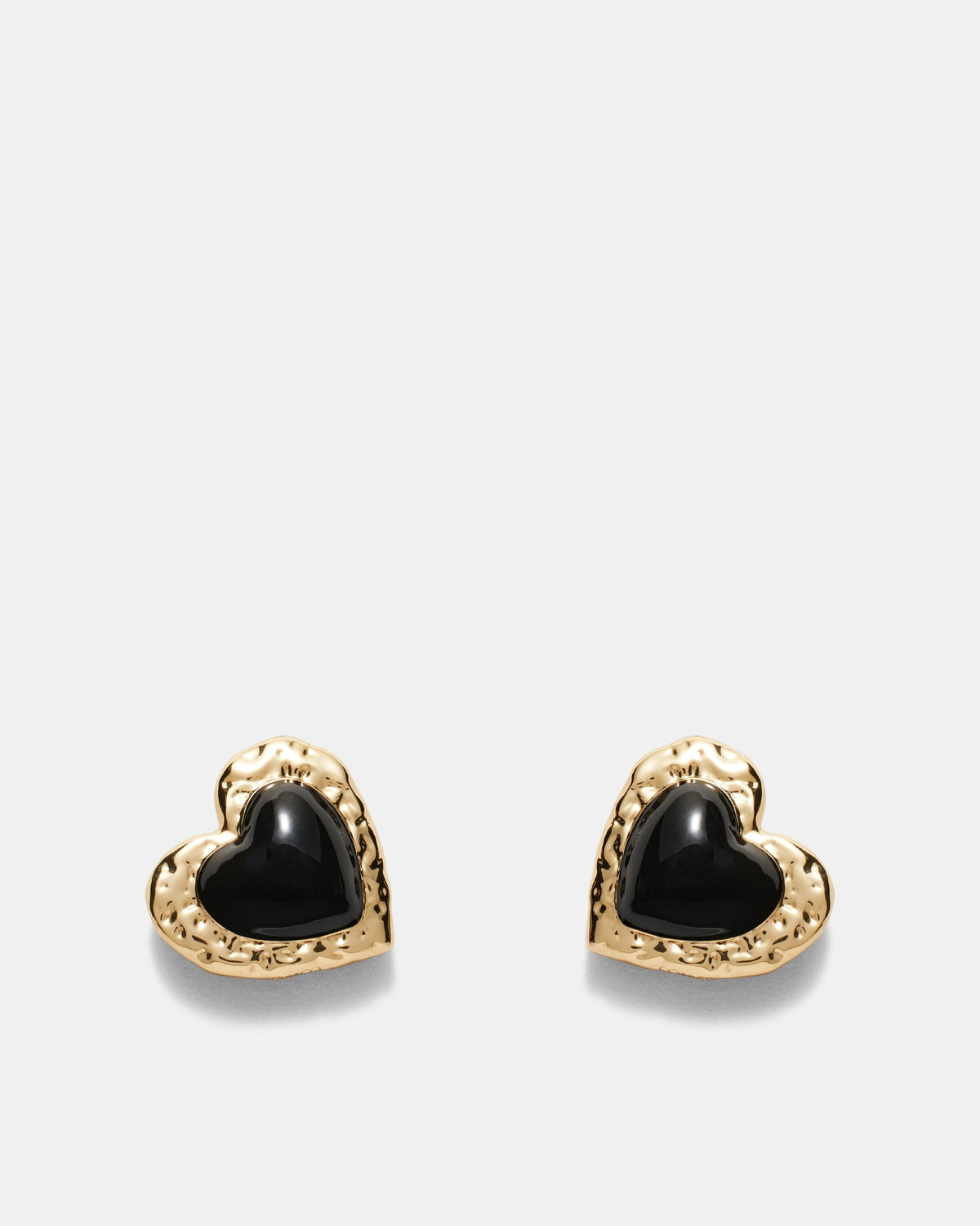 Sorrowful Heart Stud Earrings - Black