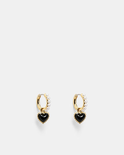 En Pointe Hoop Earrings - Black