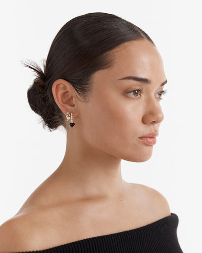 En Pointe Hoop Earrings - Black