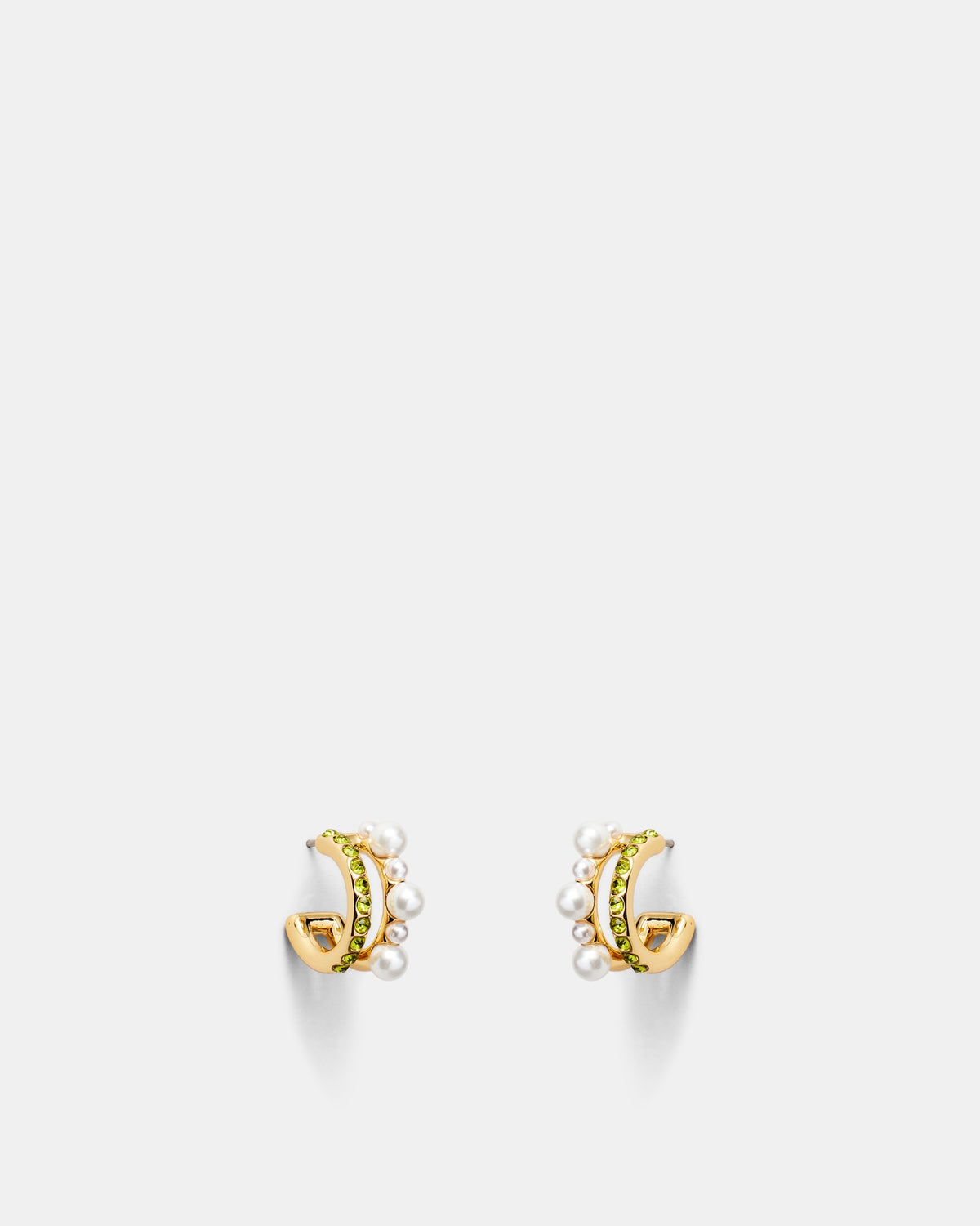 Pearlina Double Hoop Earrings - Dark Olive