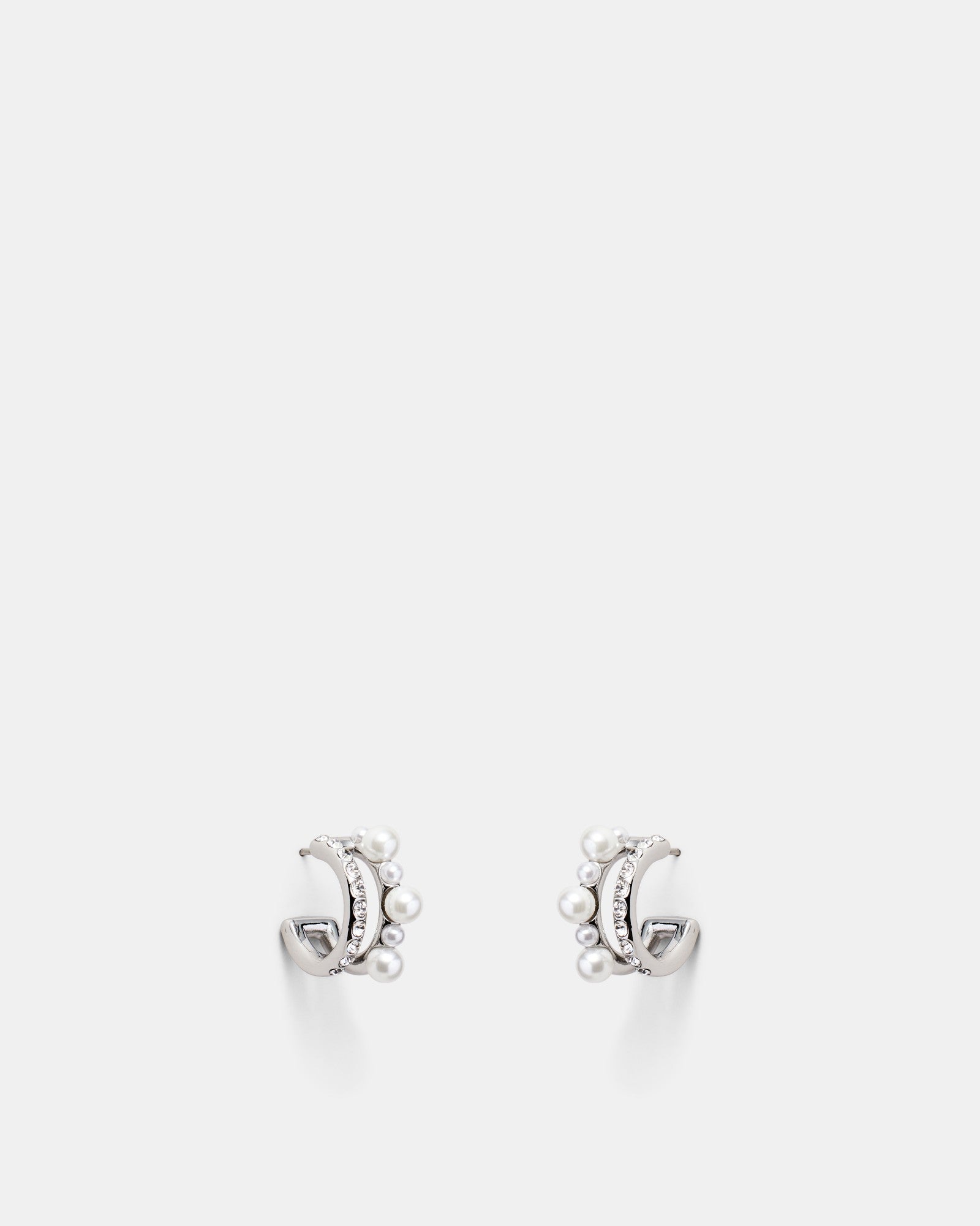 Pearlina Double Hoop Earrings - Pearl