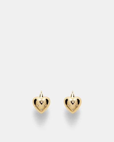 Smitten Heart Stud Earrings - Gold