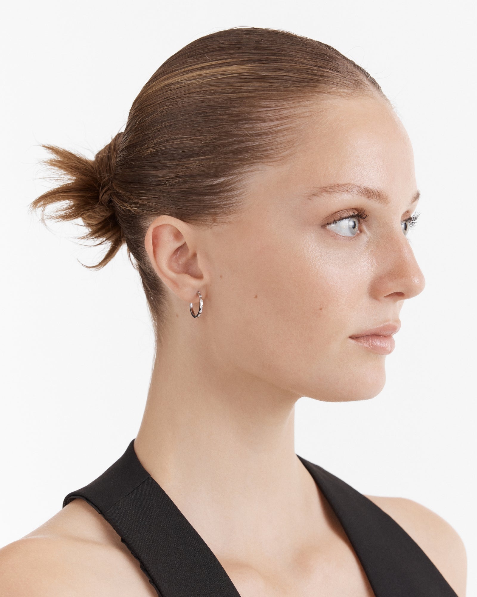 Vela Large Huggie Hoop Earrings - Silver