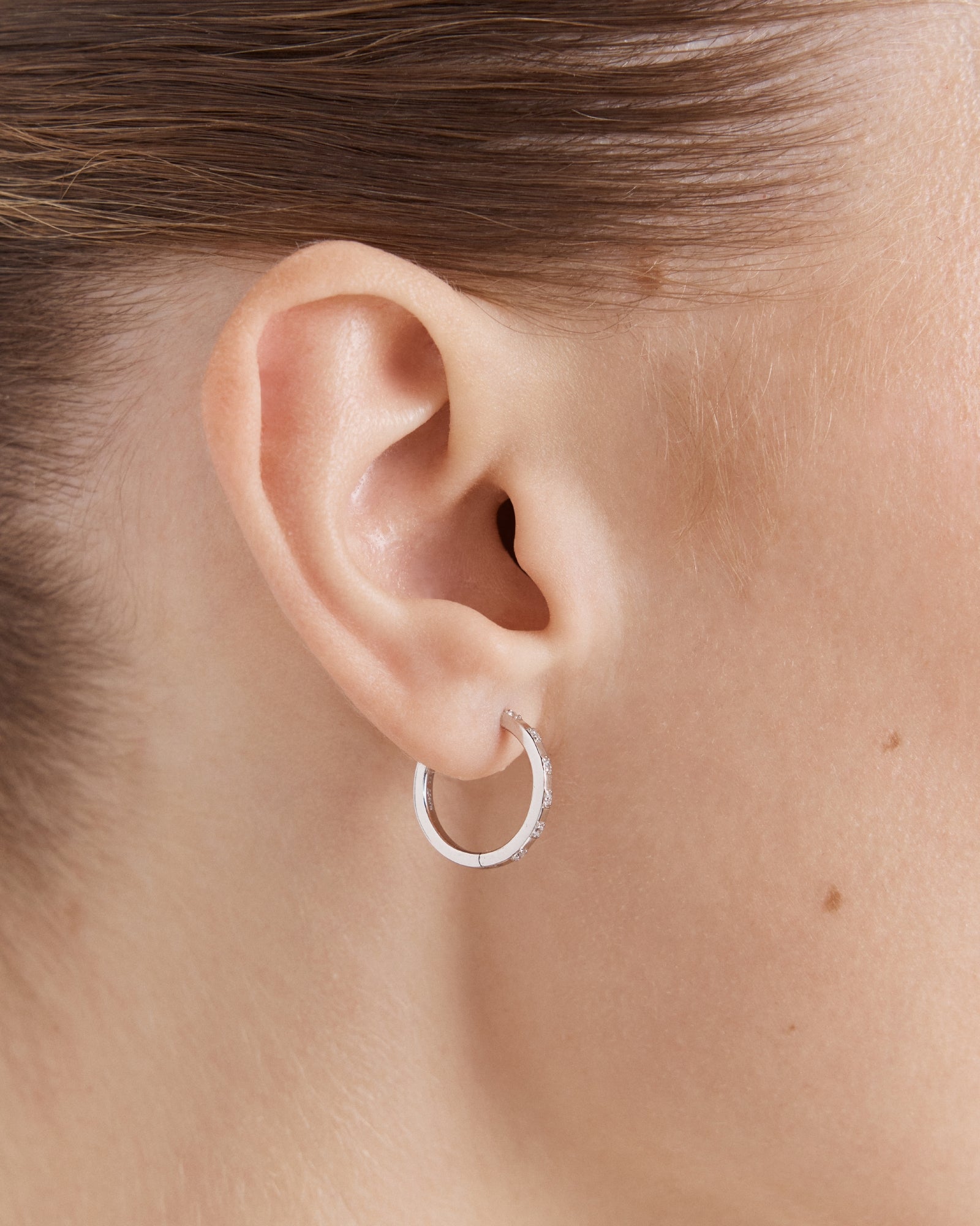 Vela Large Huggie Hoop Earrings - Silver