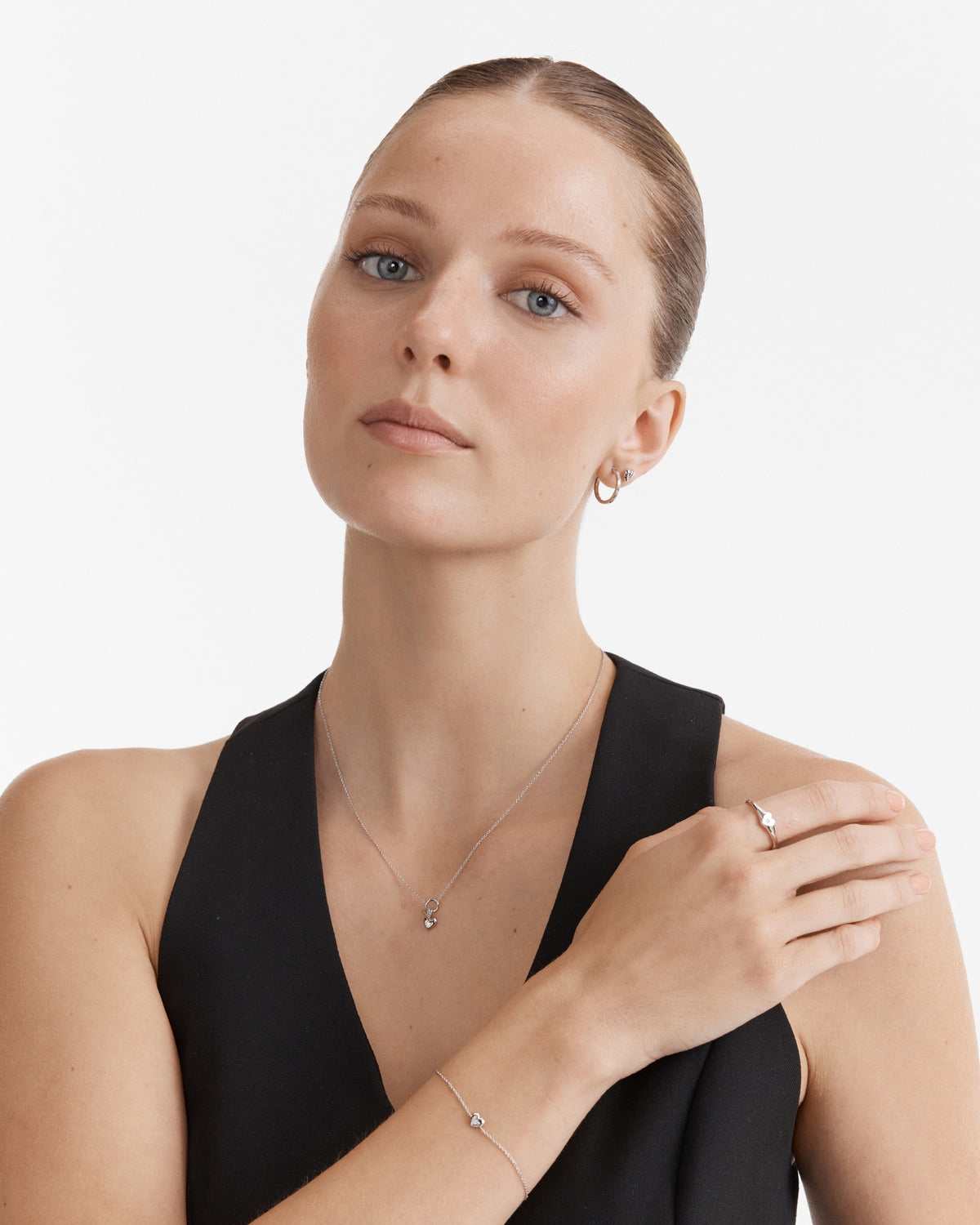 Vela Large Huggie Hoop Earrings - Silver