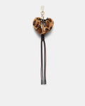 Fluffy Heart Bag Charm - Leopard