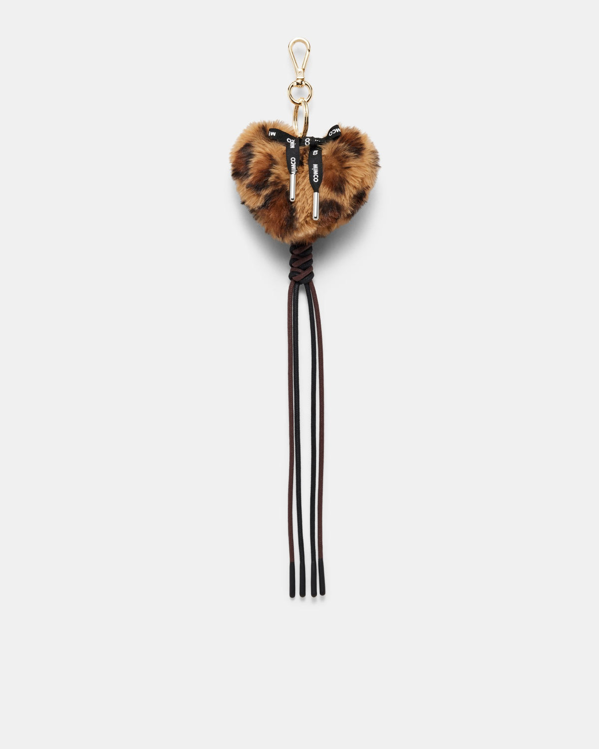 Fluffy Heart Bag Charm - Leopard