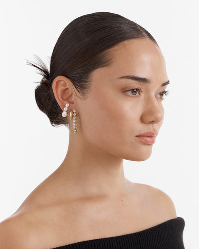 Mila Pearl Stud Earrings - Gold