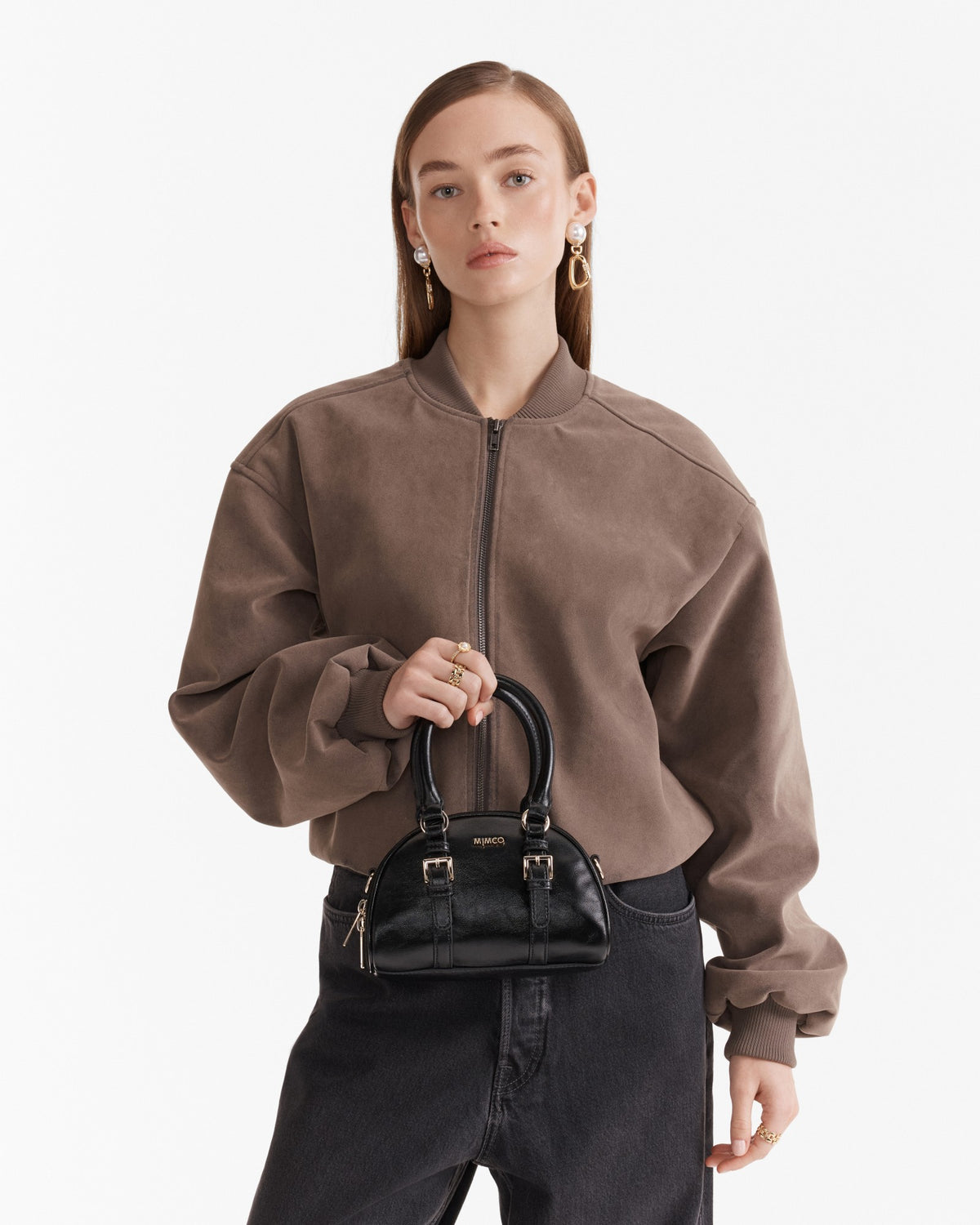 Robin Mini Bowler Crossbody Bag - Black