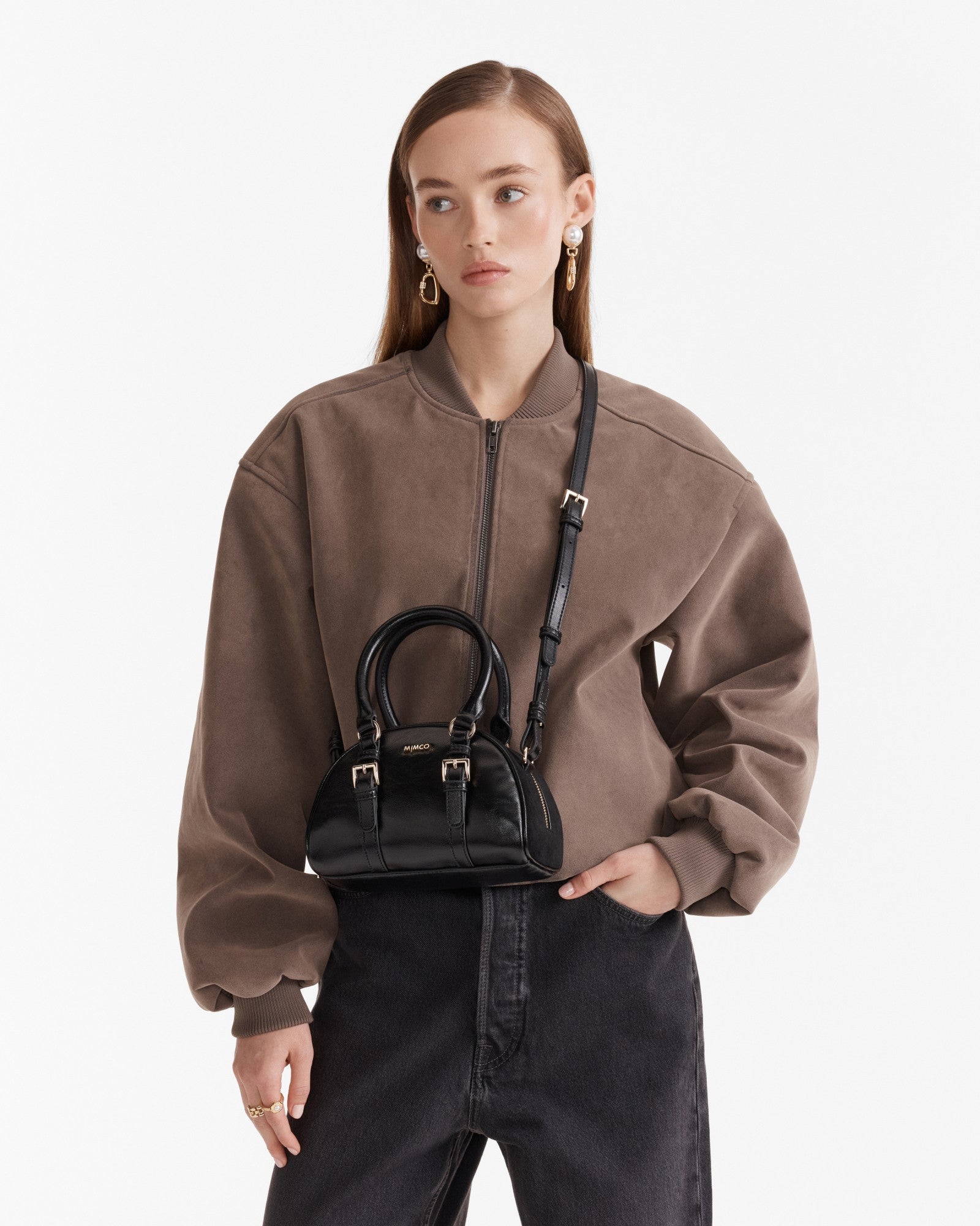 Robin Mini Bowler Crossbody Bag - Black
