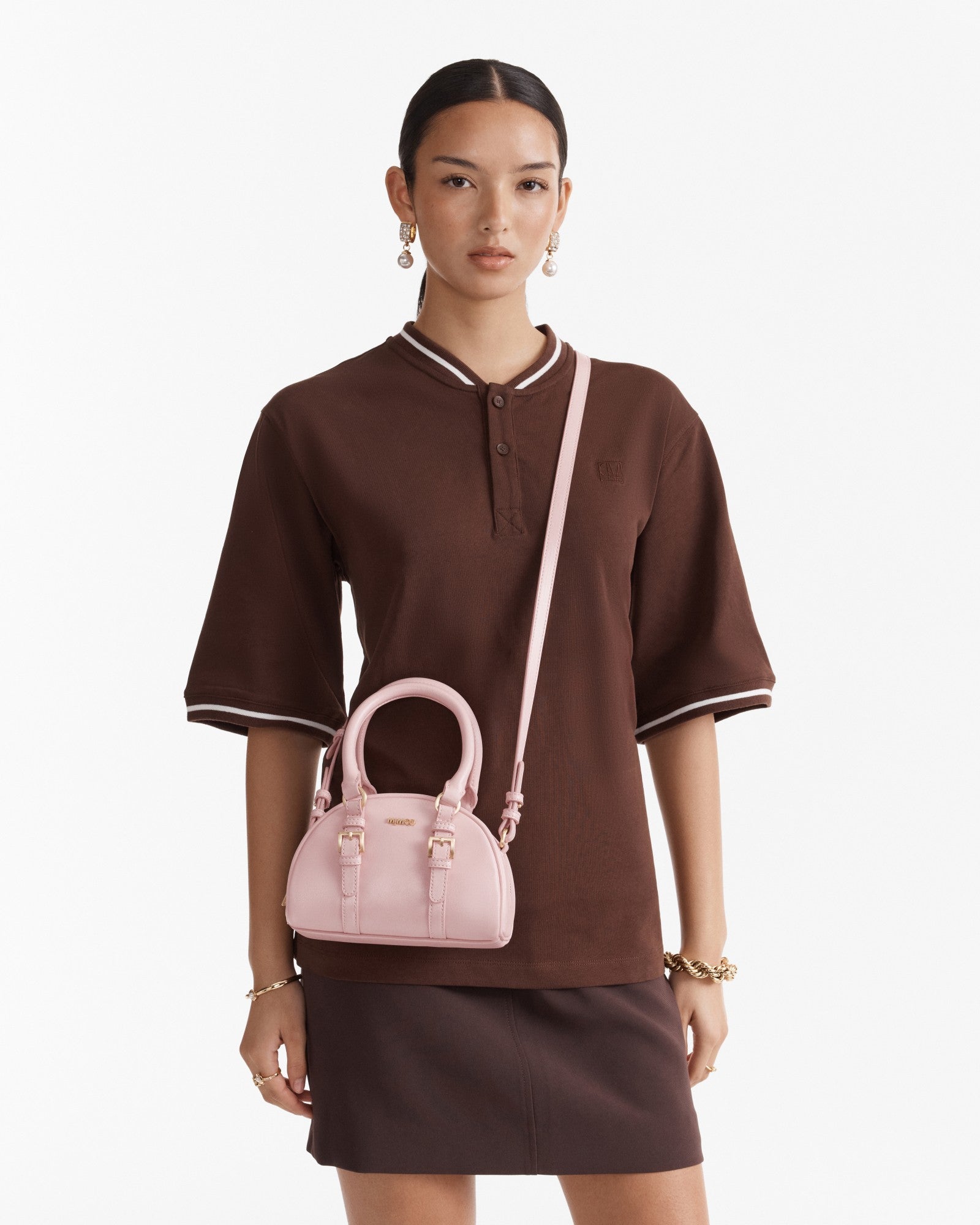 Robin Mini Bowler Crossbody Bag - Pink Dust