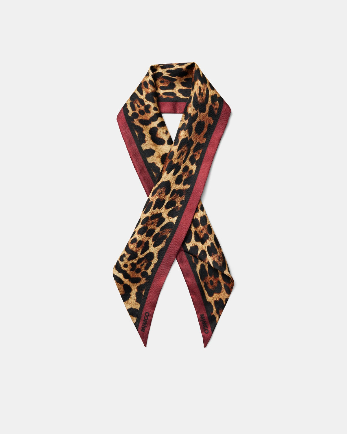 Leopard Thin Scarf - Claret
