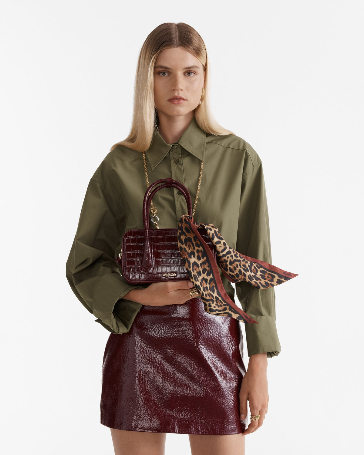 Leopard Thin Scarf - Claret