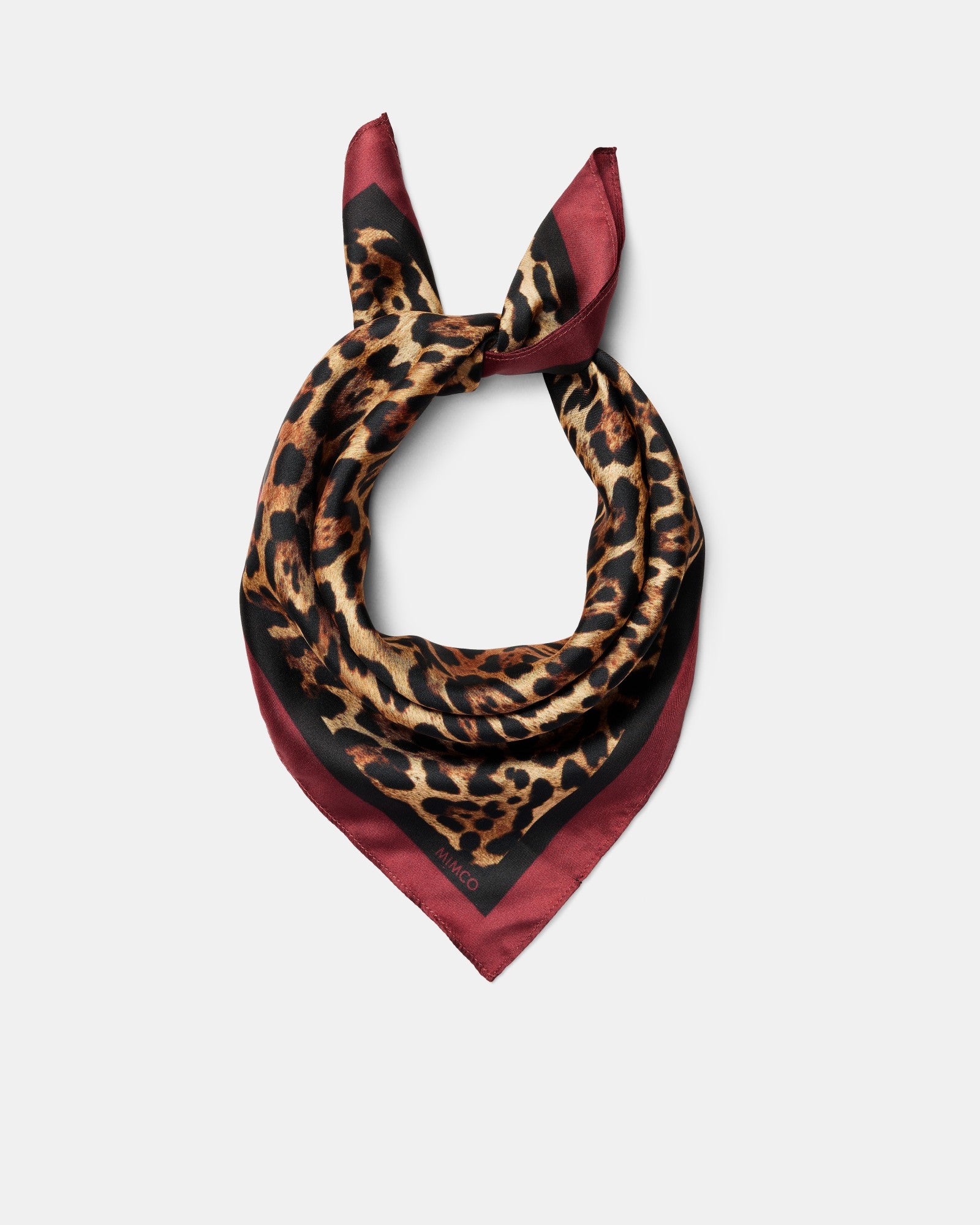 Leopard Square Scarf - Claret