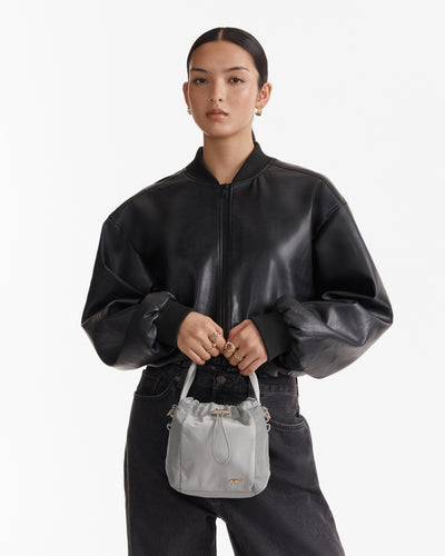 Cady Mini Bucket Crossbody Bag - Grey Sky