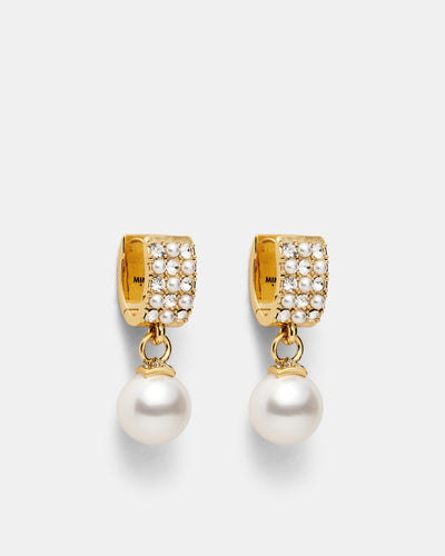 Fabulousness Huggie Hoop Earrings - Pearl