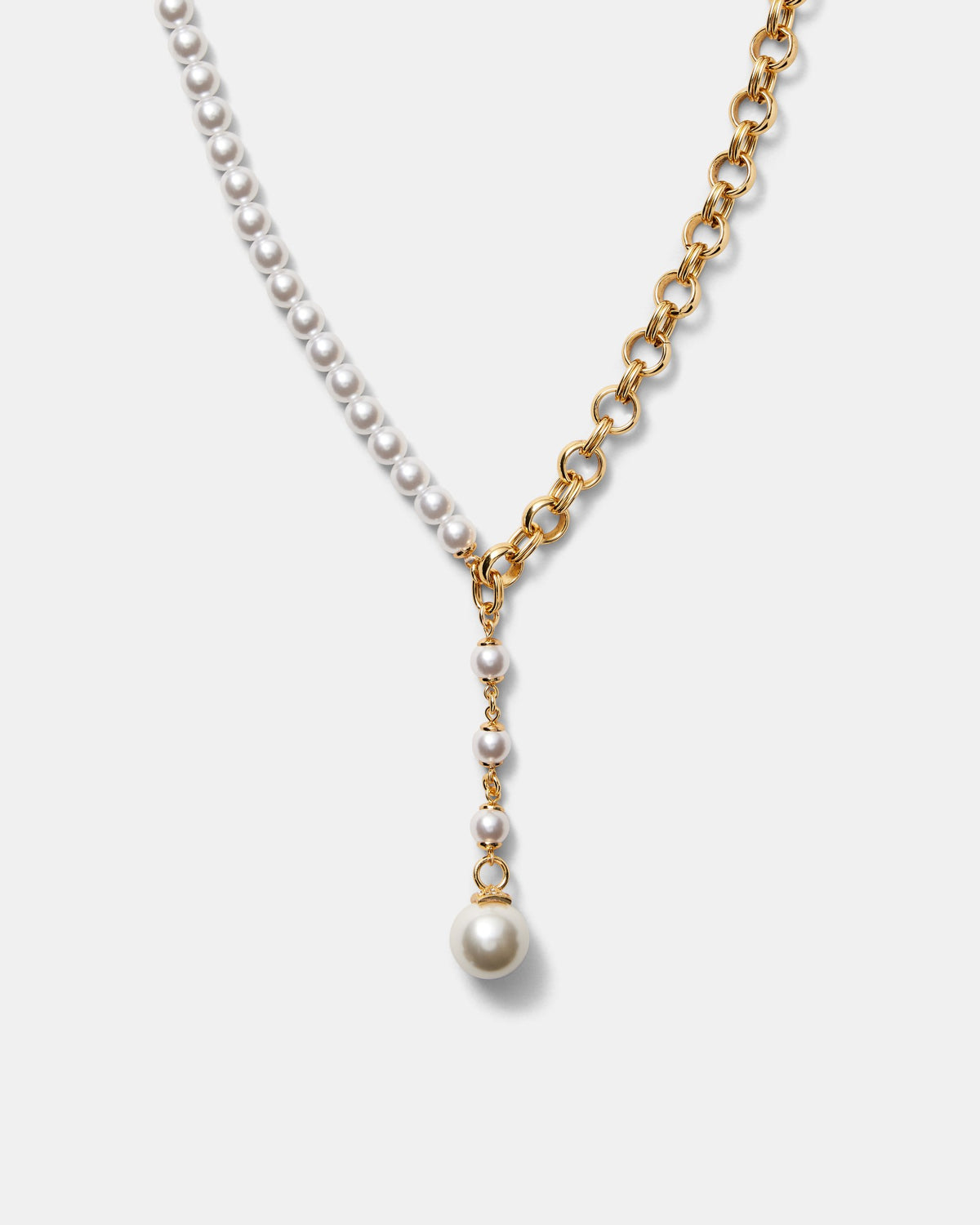 Demeanour Pearl Lariat Necklace - Pearl