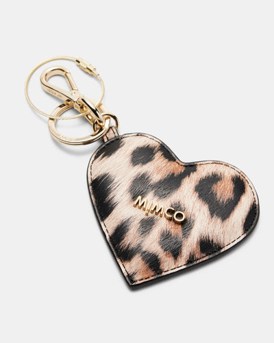 Heart Mirror Bag Charm - Leopard