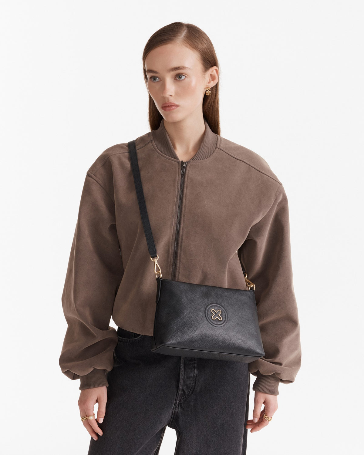 Bay Strap Crossbody Bag - Black Light Gold