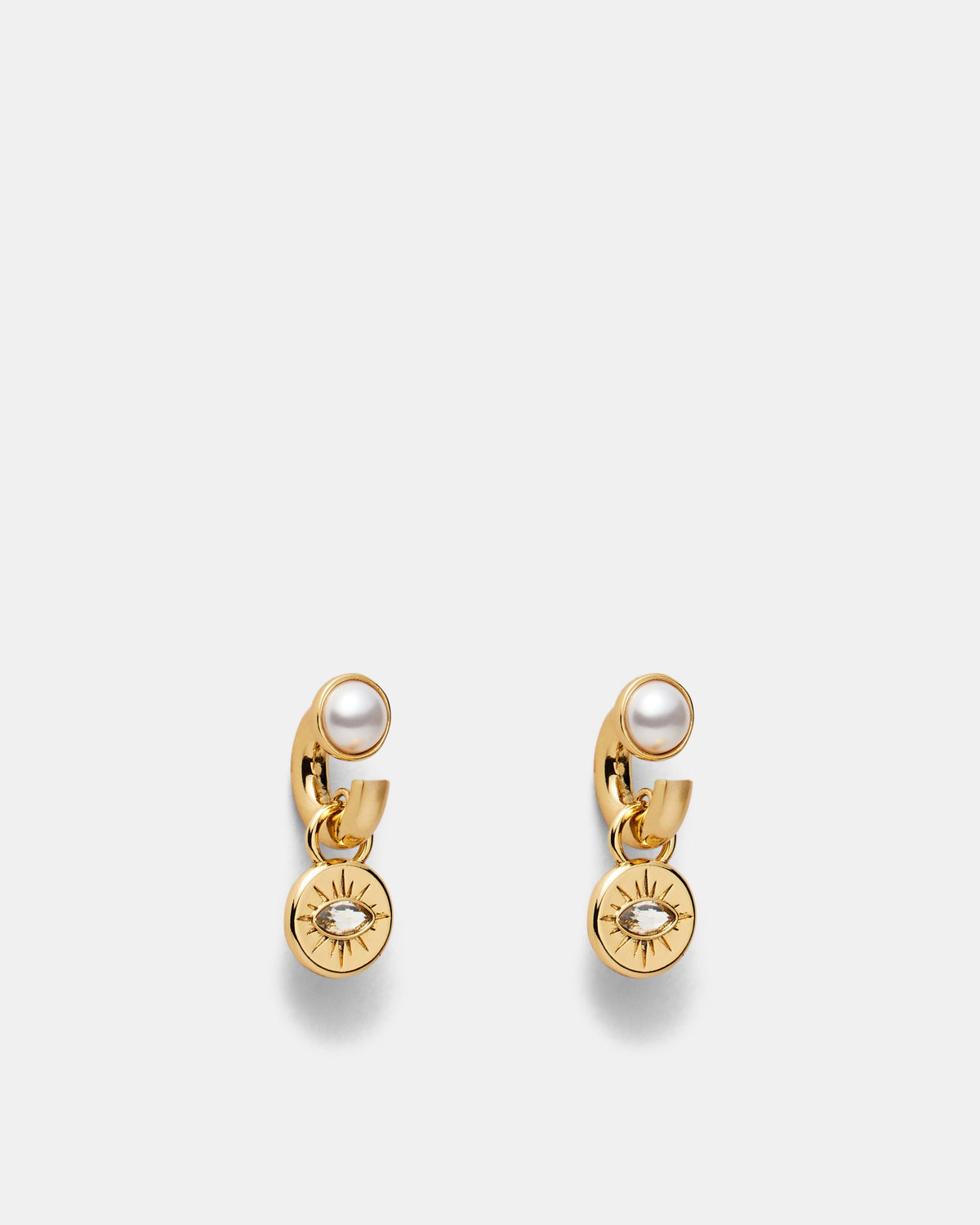 Emotional Charm Hoop Earrings - Pearl