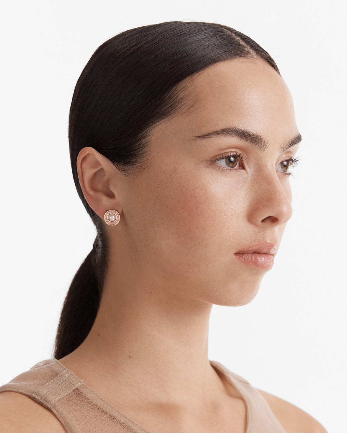 Ring Ring Stud Earrings - Ballet